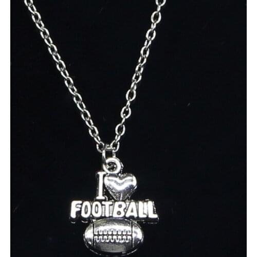 20pcs New Fashion Necklace 20x18mm i love football Pendants Short Long Women Men Colar Gift Jewelry Choker