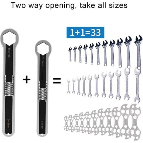24-In-1 Total Wrench Universal Wrench Multi-Function Car Double End Wrench Universal Wrench Auto Repair Tools Total Wrench