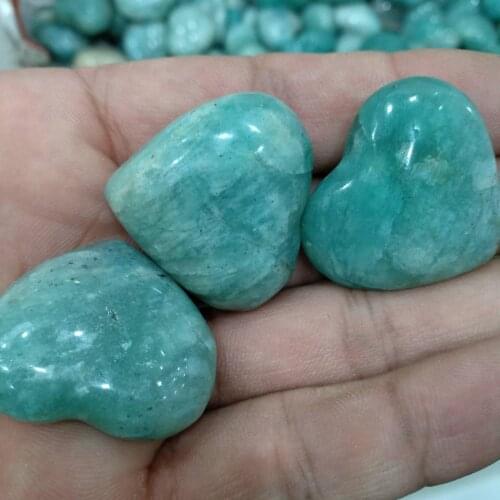 3pcs Pretty tiny gorgeous Natural amazon stone Heart Reiki healing crystal Stone
