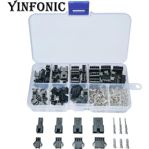 5 pair each SM connector 2P/3P/4P/5P Male and female aerial butt joint 2.54mm Plastic shell wiring connector kit box
