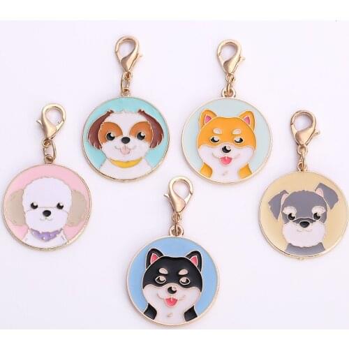 5PCS/lot Cartoon schnauzer Dog Charms Fashion Round Alloy pet Pendant DIY Making Bracelet Necklace Jewelry Accessories