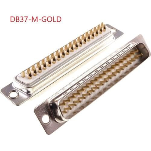 50Pcs D-SUB Connectors 37 Position Wire Solder Plug Male Pins 37 Pin 2 Rows Gold plating Machined Pin Rectangular