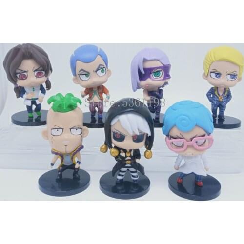 7pcs JoJos Bizarre Adventure Anime Figure Golden Wind Kuujou Joutarou Action Figure Giorno Giovanna Risotto Nero Figurine Model