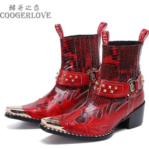 Spring Man High-heeled Boots Tip Martins Light luxury personality Customized Rivet Tiger head Increase party Model Mens boots