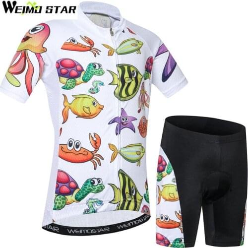Weimostar Kids Cycling Jersey Set Summer Short Sleeve Boys Girls Bicycle Cycling Clothing Breathable Children Bike Jersey Suit