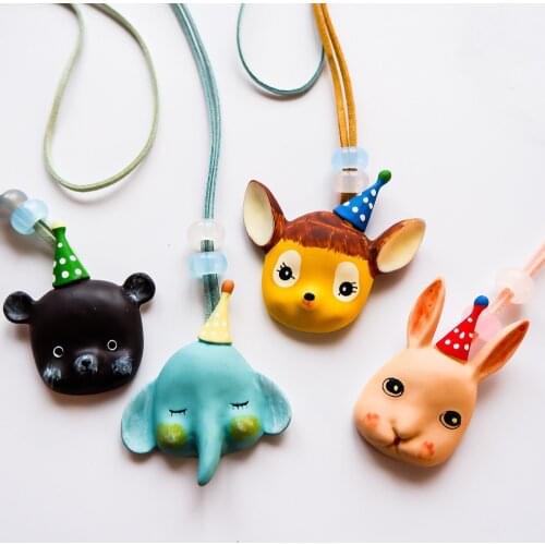 Kids Children Girl Necklace Cute Cartoon Animal Bear Elephant Rabbit Korean Handmade Gifts Apparel Accessories Wholesale