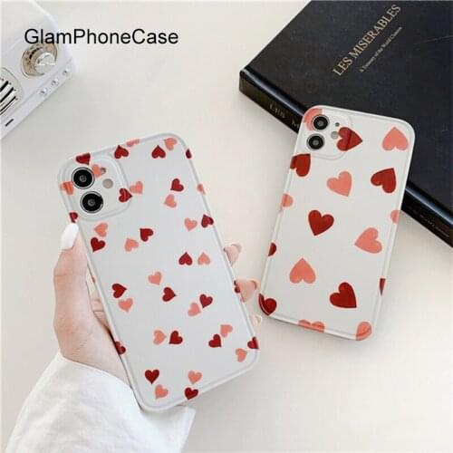 GlamPhoneCase Red Pink Love Phone Case For iPhoneSE 2 11Pro/Max X XS Max XR Soft Silicone Cover For iPhone11 7 8Plus Case