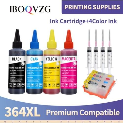 IBOQVZG Compatible for hp 364 refillable Ink cartridges+400ml Dye inks for HP Photosmart 5510 5520 6510 6520 7510 e-All-in-One