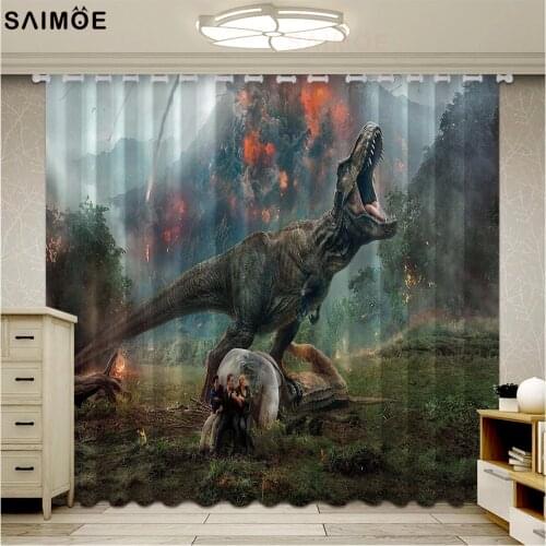 Fashion Jurassic Park Dinosaur Window Blackout Curtains For Living Room Cartoon Kids Blinds Finished Drapes Ultra-thin Micro