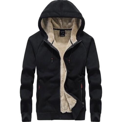 Autumn Winter New Fleece Hoodie Sweatshirt Mens Warm Coat Male Solid Color Jacket Men Brand Clothing Plus size jacket L-7XL 8XL