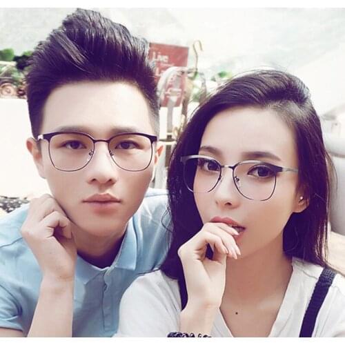 New Fashion lover gift Student girl boy Optics computer myipia glasses frame no degree women men metal square reading eyeglasses