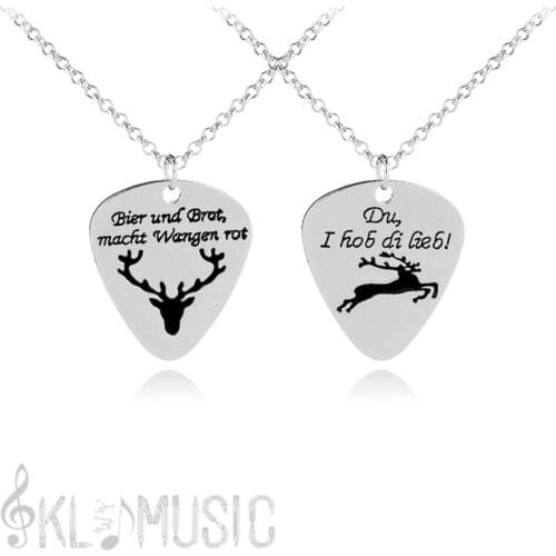Popular printing elk guitar pick necklace personality valentines day gift pendant
