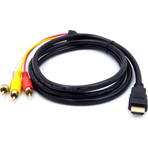 Portable HDMI-Compatible Male to 3RCA AV Composite Male M/M Connector Adapter Cable Cord Transmitter DVD HDTV receivers TV