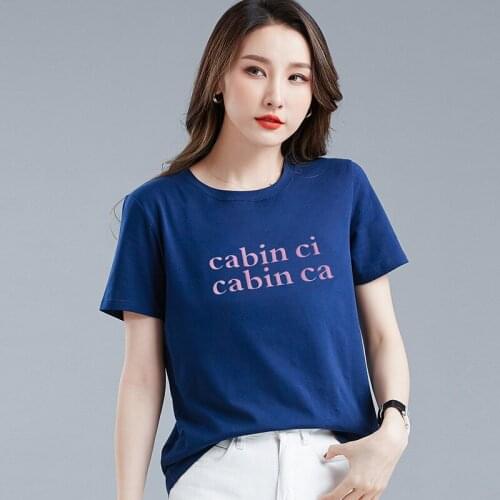 New Summer 2021 Print Letter Simple Fashion Casual T-Shirt 100% Cotton Loose Womens Wear