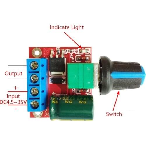 DC 6V-35V DC 5A 90W PWM Motor Speed Controller Regulator Adjustable Variable Speed Control With Potentiometer Switch