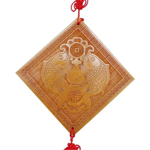Mahogany wood carving Pendant Youyu Niannian rich fish Zhaocai help transport Home Furnishing accessories 2060182
