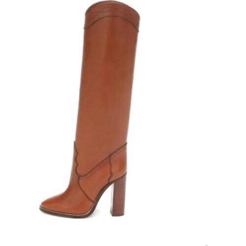 European and American style round toe high boots and knee boots ultra high thick heel fashion boots large size womens Boots