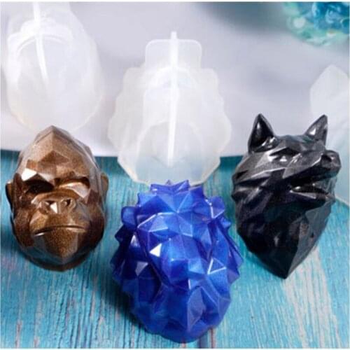 3D Simulation Animal Head Silicone Mold Cartoon Lion Orangutan Wolf Resin Mold Hand DIY Pendant Keychain Jewelry Making Tools