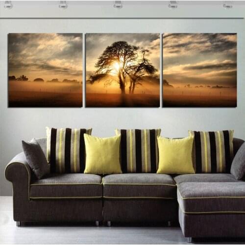 Modern Painting Landscape Art Oil Painting Paint On Canvas Morning Misty Fields Scenery Wall Pictures For Drawing Room No Frame