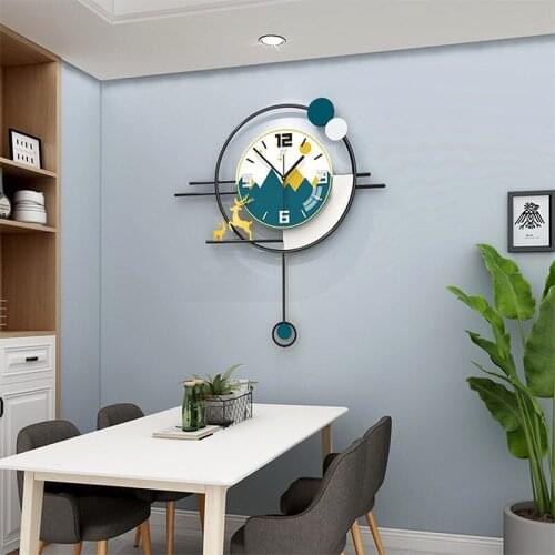 Modern Wrought Iron Wall Clocks Wall Ornaments Home Livingroom Wall Sticker Crafts Hotel Hall Mute Clock Wall Mural Decoration
