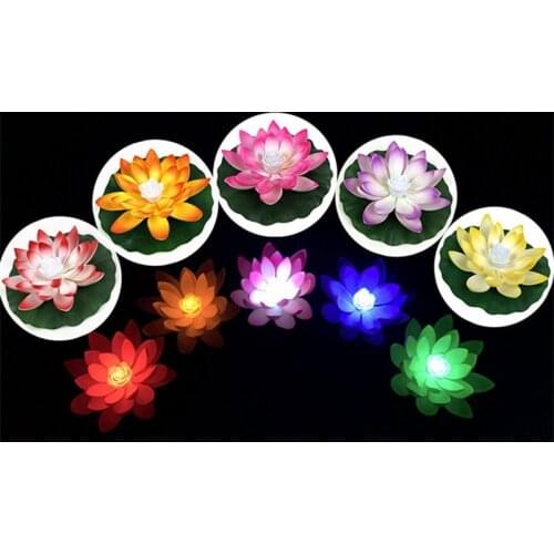 LED Lotus Lamp garden decoration Artifical Floating Solar Powered Night Light Energy For Garden Pool Fountain Decoration