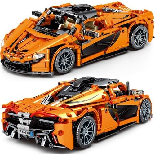 Creative Orange Sports Car Model Boy Building Block Toy Famous Car Vehicle Birthday Holiday Gifts For Boys Carro Technic