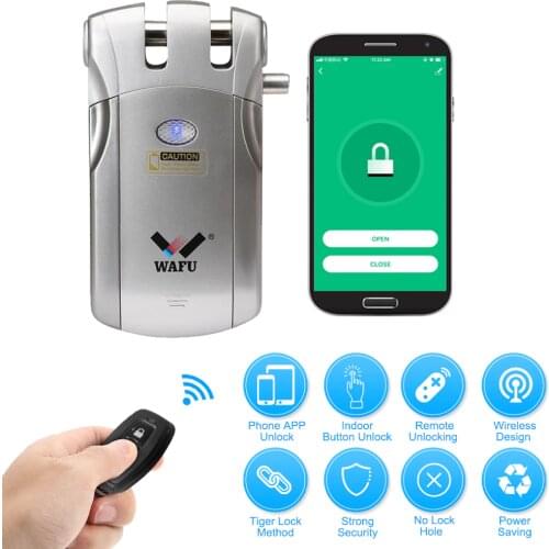 WAFU HF-018W WiFi Electronic Lock Remote Control Invisible Keyless Smart Door Lock Home Security Easy Installing Smart Lock
