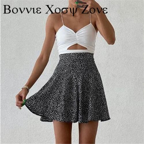 Sleeveless V-Neck Cutout Ruched Top & Polka Dot Print Skorts Set Chic Summer 2PC Set For Women 2021