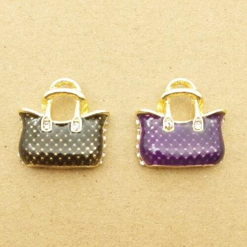 10pcs 20x20mm handbag charm enamel charm for jewelry making and crafting fashion earring pendant necklace bracelet charm