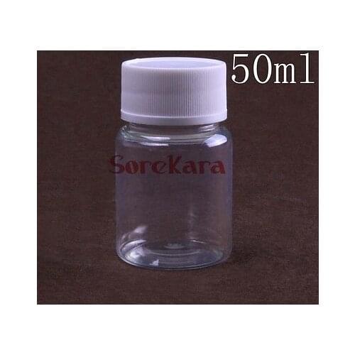10pcs 50ml Clear plastic Bottle Reagent Bottle Sample Vials Plastic Lid Screw Cap Screw On Cover
