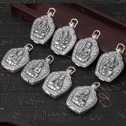 100% 990 Silver Buddha Statue Gau Pendant 990 Pure Silver Buddha Box Pendant the Chinese Zodiac years Buddha Amulet Pendant