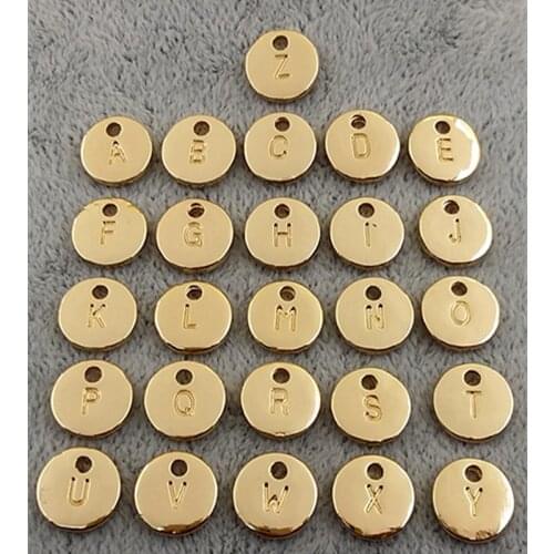 130 Pieces/Lot 10mm Tag Charm Double Sided Captital Letter Gold Initial Alphabet Charms Pendant Wholesale A To Z