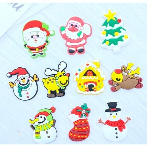 10/20Pcs Cute Christmas Series PVC Flexible Glue Flat Back DIY Scrapbook Embellishment Phone Craft Decoration Stationery L62