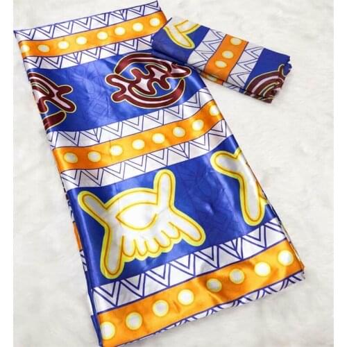 2021 Latest fashion African wax pattern satin silk fabric 4+2 yards for dress print wax satin fabric sewing material! XMF77105