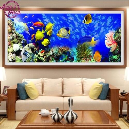 DIY Diamond Embroidery,square Diamond Ocean Fish Landscape Full rhinestone 5D Diamond painting cross stitch,needlework