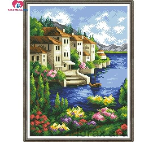 29cm x 38cm full beads embroidery house landscape color beadwork home decor crafts needlework craft home decoration New 2015