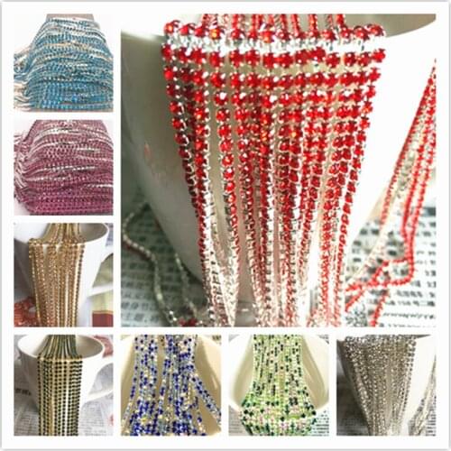 Wholesale 1-Row 1 yard SS8 Cystal Rhinestone Trim Close Cup Chain Claw DIY Jewelry Making
