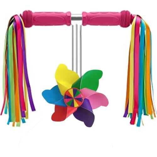 Children Bicycle Windmill Cartoon Colorful Pinwheel long pole/ short pole Windmill Scooter Decorative Accessories