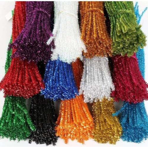 30cm 100pcs Chenille Stems Pipe Cleaners Glitter Kids Plush Toy Crafts Festival Party Decorations Handmade DIY Craft