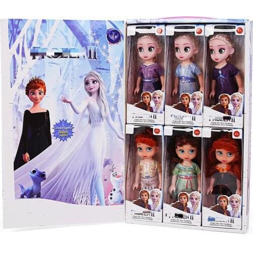 6pcs/set Disney Frozen 2 Anna Elsa Princess Action Figures Model Toy Snow White Little Mermaid Collection Doll Gift For Girls
