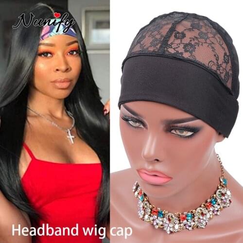 Wave Cap Wig Base Tools Head Band Wig Caps For Making Headband Wig Black Hair Grip Caps For Women Spandex Wig Grip Band Cap