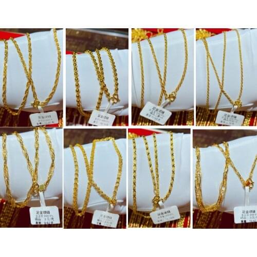 HX 24K Pure Gold Necklace Real AU 999 Solid Gold Chain Brightly Simple Upscale Trendy Classic Fine Jewelry Hot Sell New 2020