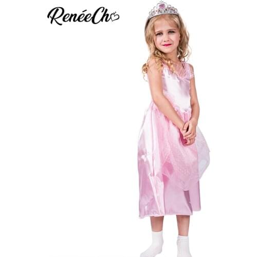 Halloween costume for kids pink glitter princess dress girl crystal queen costume for 4-12 years old child cosplay anime