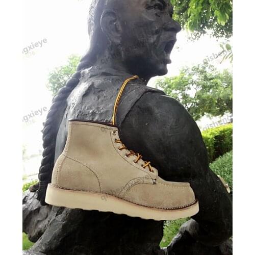 YQ8173 Red Tornado Super Quality Italian Cowhide Leather Durable Stylish Handmade Goodyear Welted Suede Boots Size 35-49