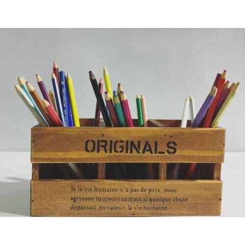 Creative home solid wood box remote controller box/pen hoders holder 3 layer pen container gift office organizer School supplies