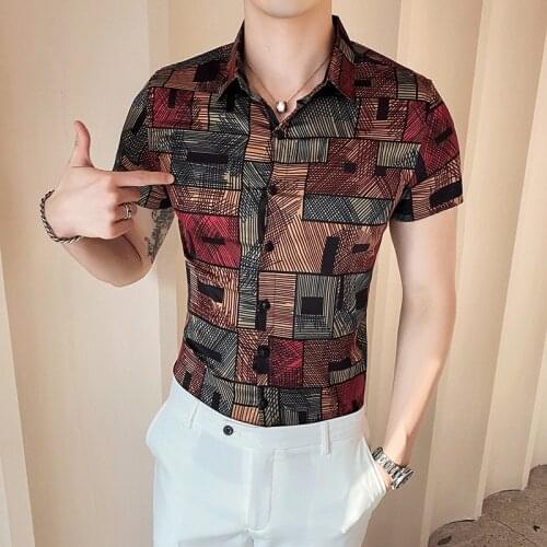 2020 Summer Plaid Men Shirt Plus Size Short Sleeve Casual Slim Business Dress Shirts Chemise Homme Streetwear Camisa Masculina