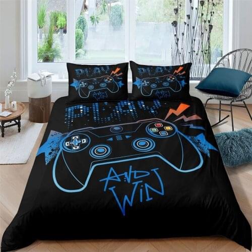 2/3 Pcs Gamer Duvet Cover Set Bedding Queen King Kids Boys Girls Bed Set Game Quilt Cover Comforter Cover Bedding Set