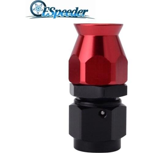 ESPEEDER AN6 Straight 45 90 180 Degree Aluminum Swivel PTFE Hose End Adapter PTFE Oil Fuel Line Fittings Red-Black