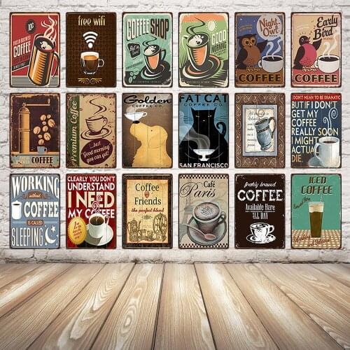 [ Kelly66 ] Premium Coffee Shop Old Tea Metal Sign Tin Poster Home Decor for Cafe Wall Antique Art Painting 20*30 CM Size Dy23