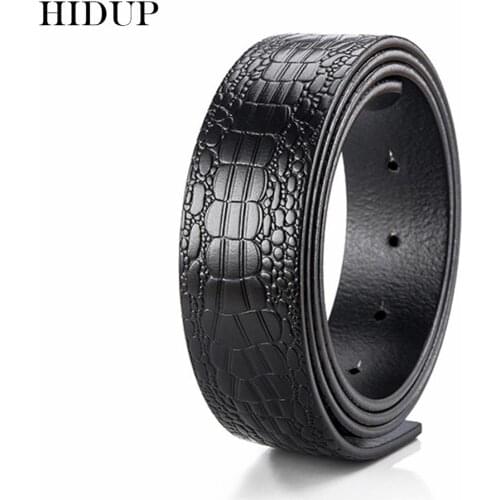 HIDUP Men Top Quality Genuine Leather Belt Pin Slide Style Cow Novelty Crocodile Pattern Belts Strap Without Buckle 2019 NWJ591